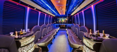 Party bus dance floors and poles